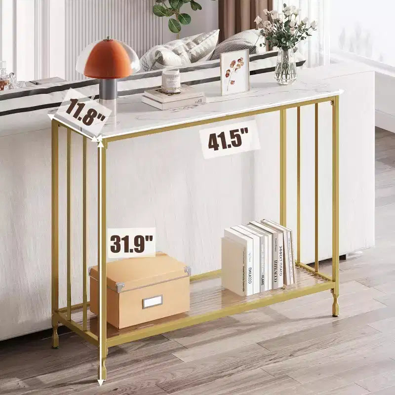 GustoWave – Console étroite de 105 cm, table d'appoint à 2 niveaux en bois pour entrée, salon, couloir, montage facile
