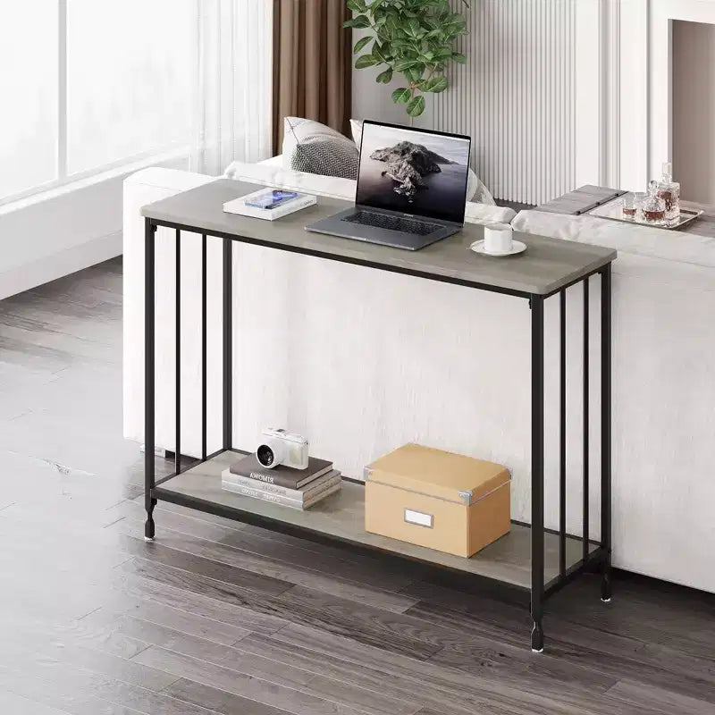 GustoWave 41.5'' Narrow Console Table, 2-Tier Wood Accent Sofa Table Furniture for Entryway, Living Room, Hallway, Easy Assembly