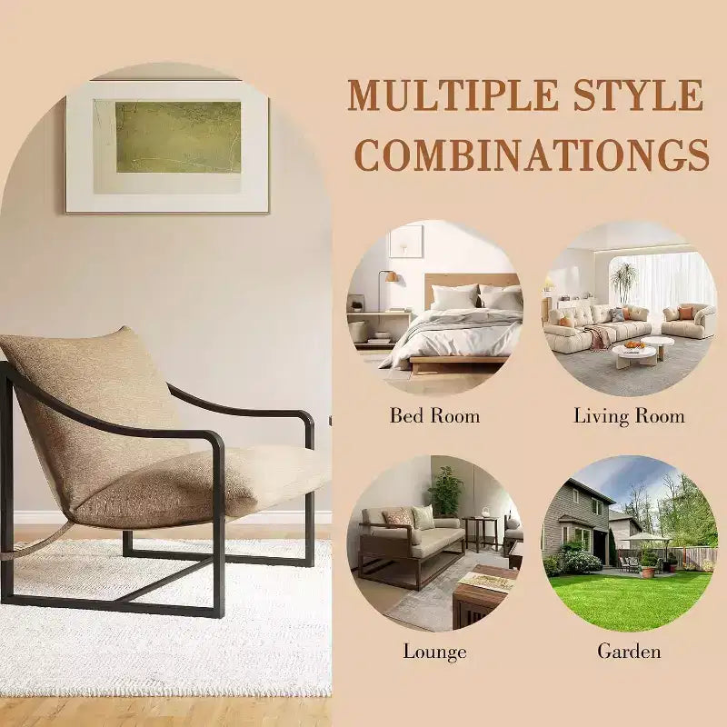 COZONY Poltrona Moderna con Struttura in Metallo, Poltrona Lounge Imbottita con Cuscino in Schiuma per Soggiorno, Camera da Letto