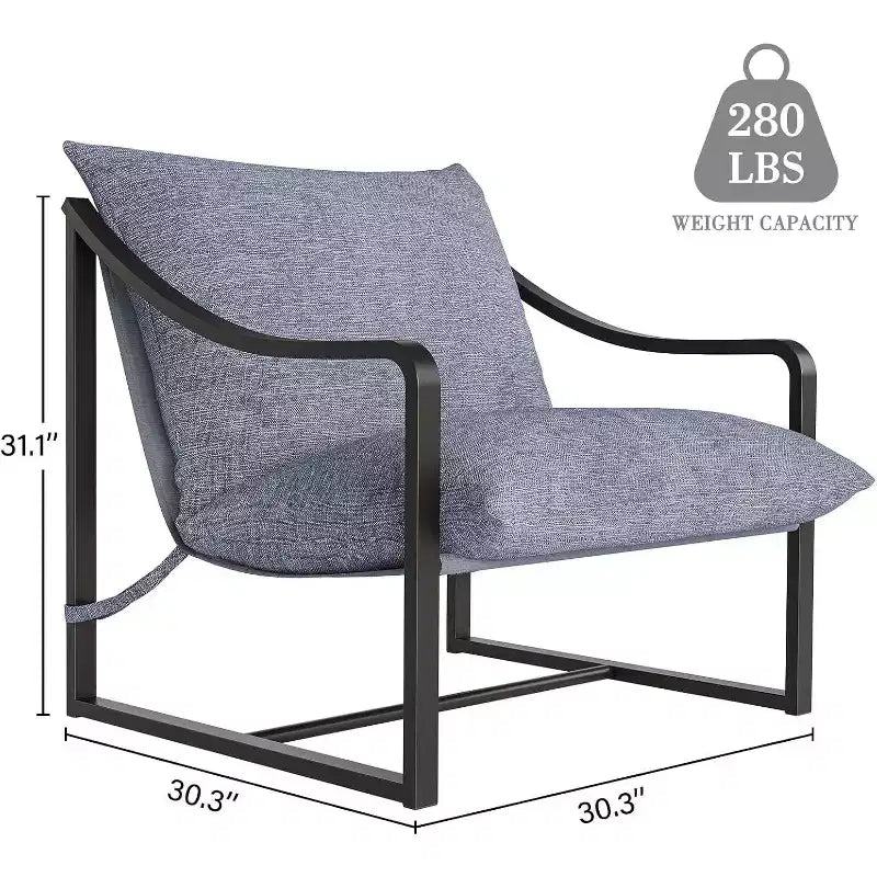 COZONY Poltrona Moderna con Struttura in Metallo, Poltrona Lounge Imbottita con Cuscino in Schiuma per Soggiorno, Camera da Letto