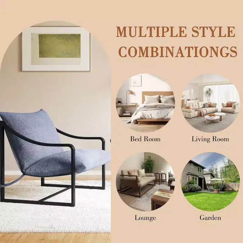 COZONY Poltrona Moderna con Struttura in Metallo, Poltrona Lounge Imbottita con Cuscino in Schiuma per Soggiorno, Camera da Letto