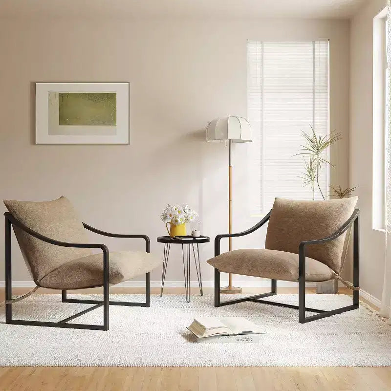 COZONY Poltrona Moderna con Struttura in Metallo, Poltrona Lounge Imbottita con Cuscino in Schiuma per Soggiorno, Camera da Letto