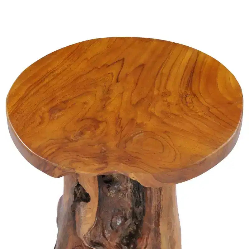 vidaXL Tavolino rotondo con legno massello di teak e base unica a radice d'albero - Piano del tavolo artigianale, mobile resistente e versatile