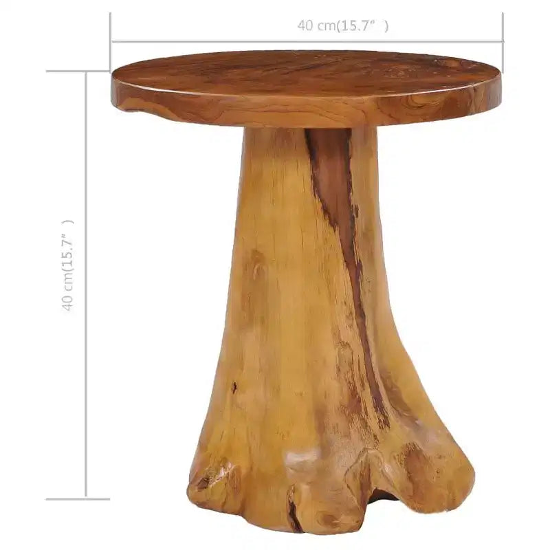 vidaXL Tavolino rotondo con legno massello di teak e base unica a radice d'albero - Piano del tavolo artigianale, mobile resistente e versatile