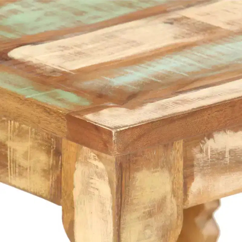 vidaXL Tavolino da Salotto Quadrato in Legno Massello di Recupero - Finitura Anticata, Pezzo d'Accento Fatto a Mano per Soggiorno, Salotto, Biblioteca