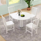 Costway Sedie da Pranzo Rustiche Set da 4 con Schienale Inclinato a Doghe, Seduta Larga, Gambe in Legno di Caucciù Nero/Bianco