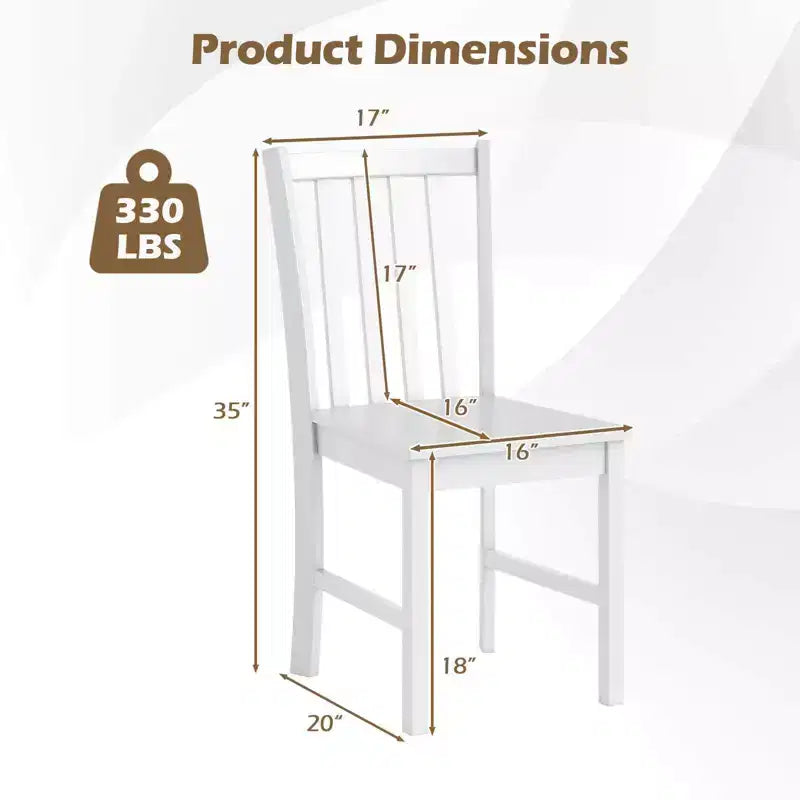 Costway Sedie da Pranzo Rustiche Set da 4 con Schienale Inclinato a Doghe, Seduta Larga, Gambe in Legno di Caucciù Nero/Bianco