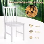 Costway Sedie da Pranzo Rustiche Set da 4 con Schienale Inclinato a Doghe, Seduta Larga, Gambe in Legno di Caucciù Nero/Bianco