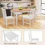 Costway Sedie da Pranzo Rustiche Set da 4 con Schienale Inclinato a Doghe, Seduta Larga, Gambe in Legno di Caucciù Nero/Bianco