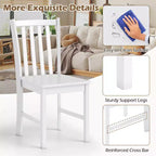 Costway Sedie da Pranzo Rustiche Set da 4 con Schienale Inclinato a Doghe, Seduta Larga, Gambe in Legno di Caucciù Nero/Bianco