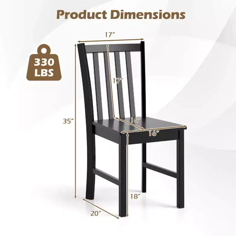 Costway Sedie da Pranzo Rustiche Set da 4 con Schienale Inclinato a Doghe, Seduta Larga, Gambe in Legno di Caucciù Nero/Bianco