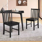 Costway Sedie da Pranzo Rustiche Set da 4 con Schienale Inclinato a Doghe, Seduta Larga, Gambe in Legno di Caucciù Nero/Bianco