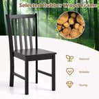 Costway Sedie da Pranzo Rustiche Set da 4 con Schienale Inclinato a Doghe, Seduta Larga, Gambe in Legno di Caucciù Nero/Bianco