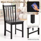 Costway Sedie da Pranzo Rustiche Set da 4 con Schienale Inclinato a Doghe, Seduta Larga, Gambe in Legno di Caucciù Nero/Bianco