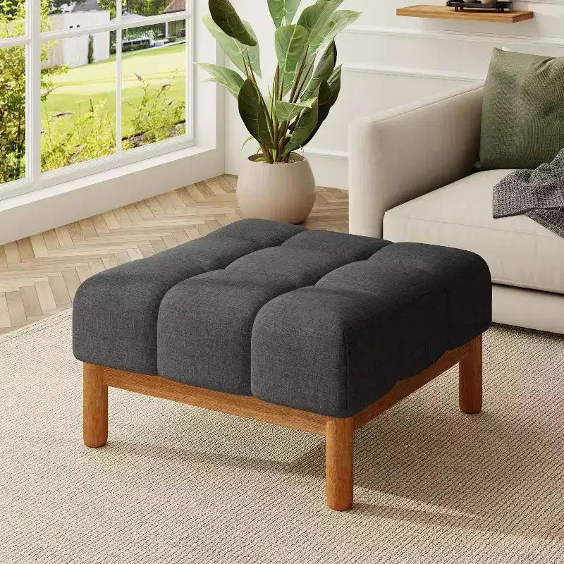Christopher Knight Home Modern Upholstered Allen Biscuit-style Tufted Ottoman with Square shape