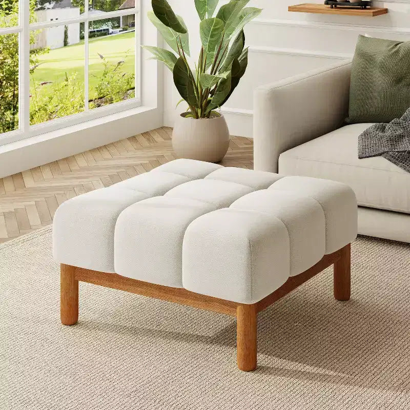 Poggiapiedi Tufted Quadrato in Stile Biscuit Allen Moderno Rivestito Christopher Knight Home