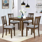 GDFStudio Kimura Rustic 5 Piece Acacia Wood Upholstered Dining Chairs with Square Dining Table