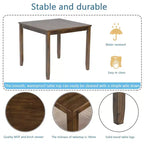 GDFStudio Kimura Rustico 5 Pezzi Sedie da Pranzo Imbottite in Legno di Acacia con Tavolo da Pranzo Quadrato