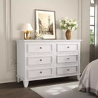 Mobile contenitore bianco stile rustico con 6 cassetti, cassettiera porta TV con maniglie vintage, in legno massello per camera da letto, soggiorno, corridoio