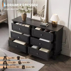 Mobile contenitore bianco stile rustico con 6 cassetti, cassettiera porta TV con maniglie vintage, in legno massello per camera da letto, soggiorno, corridoio