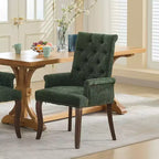 Sedie da pranzo Okak con gambe curve, stile metà secolo, eleganti, trapuntate, per cucina e sala da pranzo, sedia da pranzo con braccioli e seduta imbottita in ciniglia