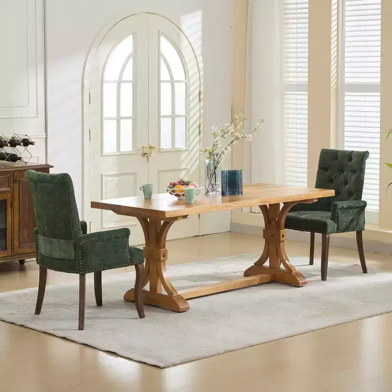 Sedie da pranzo Okak con gambe curve, stile metà secolo, eleganti, trapuntate, per cucina e sala da pranzo, sedia da pranzo con braccioli e seduta imbottita in ciniglia