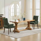 Sedie da pranzo Okak con gambe curve, stile metà secolo, eleganti, trapuntate, per cucina e sala da pranzo, sedia da pranzo con braccioli e seduta imbottita in ciniglia
