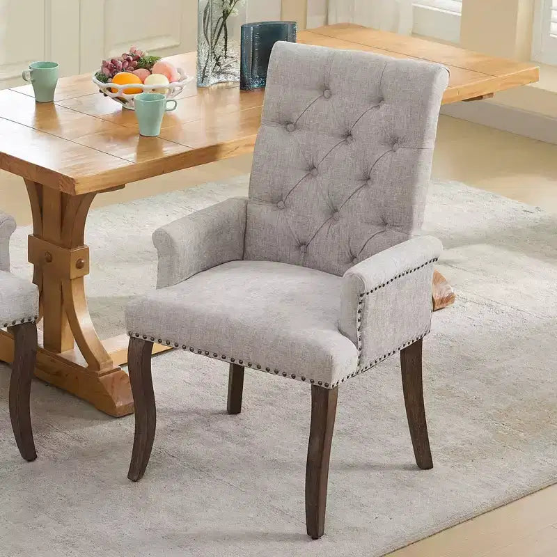 Sedie da pranzo Okak con gambe curve, stile metà secolo, eleganti, trapuntate, per cucina e sala da pranzo, sedia da pranzo con braccioli e seduta imbottita in ciniglia