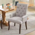Sedie da pranzo Okak con gambe curve, stile metà secolo, eleganti, trapuntate, per cucina e sala da pranzo, sedia da pranzo con braccioli e seduta imbottita in ciniglia