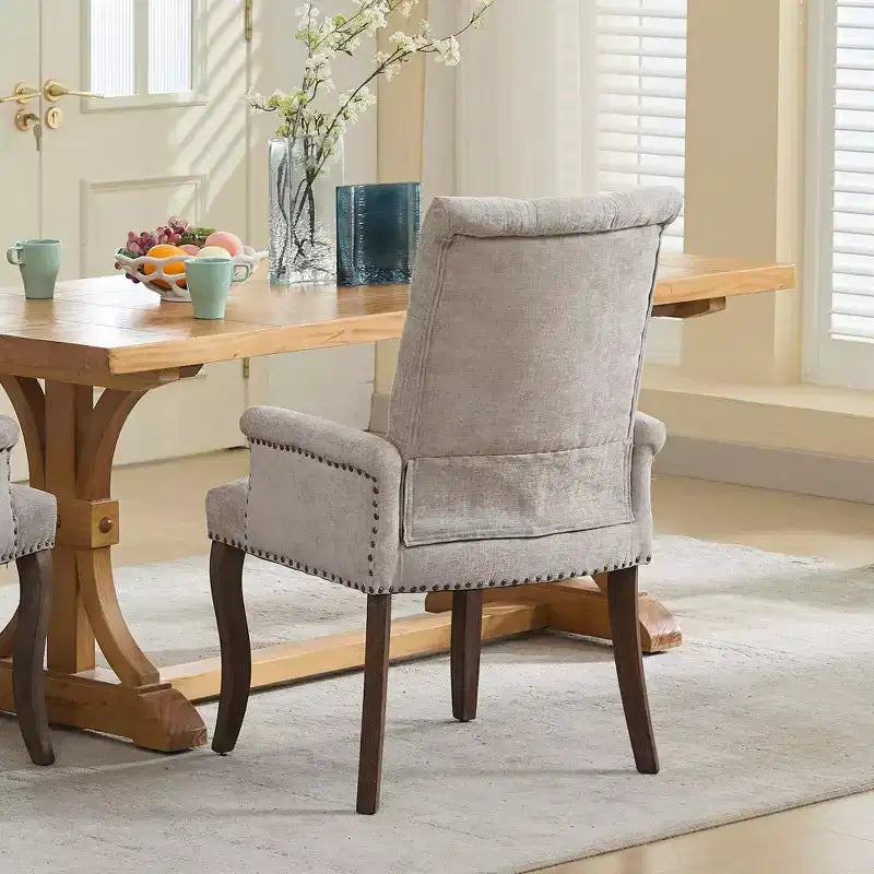 Sedie da pranzo Okak con gambe curve, stile metà secolo, eleganti, trapuntate, per cucina e sala da pranzo, sedia da pranzo con braccioli e seduta imbottita in ciniglia