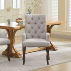 Sedie da pranzo Okak con gambe curve, stile metà secolo, eleganti, trapuntate, per cucina e sala da pranzo, sedia da pranzo con braccioli e seduta imbottita in ciniglia