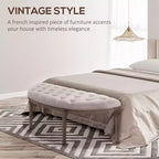 Panchina semicircolare da fondo letto con design trapuntato, panca imbottita per ingresso camera da letto con gambe in legno di gomma