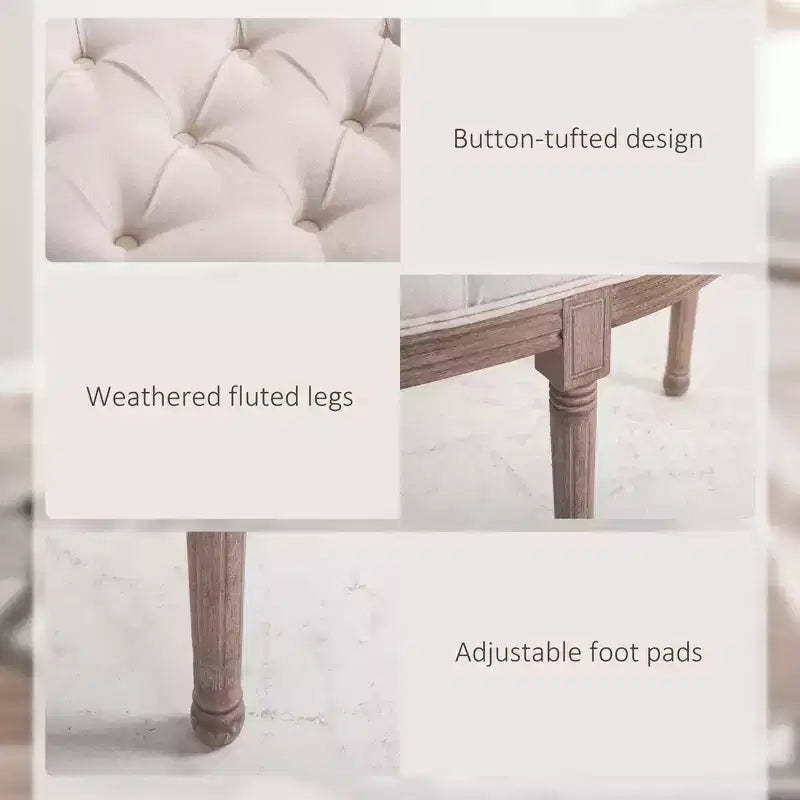 Panchina semicircolare da fondo letto con design trapuntato, panca imbottita per ingresso camera da letto con gambe in legno di gomma