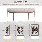 Panchina semicircolare da fondo letto con design trapuntato, panca imbottita per ingresso camera da letto con gambe in legno di gomma