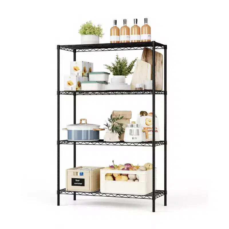 4-Tier Metal Wire Shelving Unit with Adjustable Shelves - Heavy Duty Storage Rack