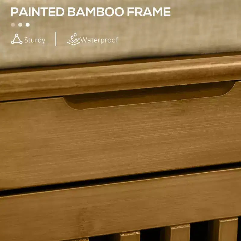 Banc à Chaussures avec Meubles de Rangement, Banc d'entrée en Bambou avec Coussin d'assise, 3 Portes et Compartiment Caché pour Couloir Cerise