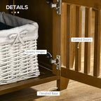 Banc à Chaussures avec Meubles de Rangement, Banc d'entrée en Bambou avec Coussin d'assise, 3 Portes et Compartiment Caché pour Couloir Cerise