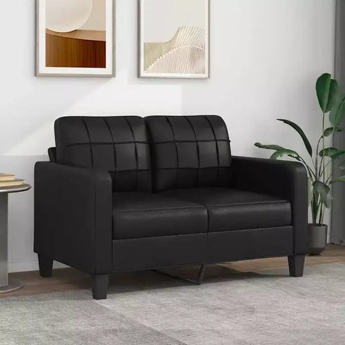 2-seater Sofa Black Faux leather, metal, textilene 2-seater
