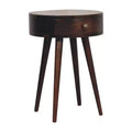 HomeRoots 22 Walnut Solid Wood Round One Drawer Nightstand