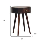 HomeRoots Table de chevet ronde à un tiroir en bois massif de noyer de 22 po