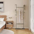 Freestanding Wooden Coat Rack Stand, Coat Tree with 5 Hooks and 2 Hangers, Jacket Holder for Entryway, Bedroom, or Office