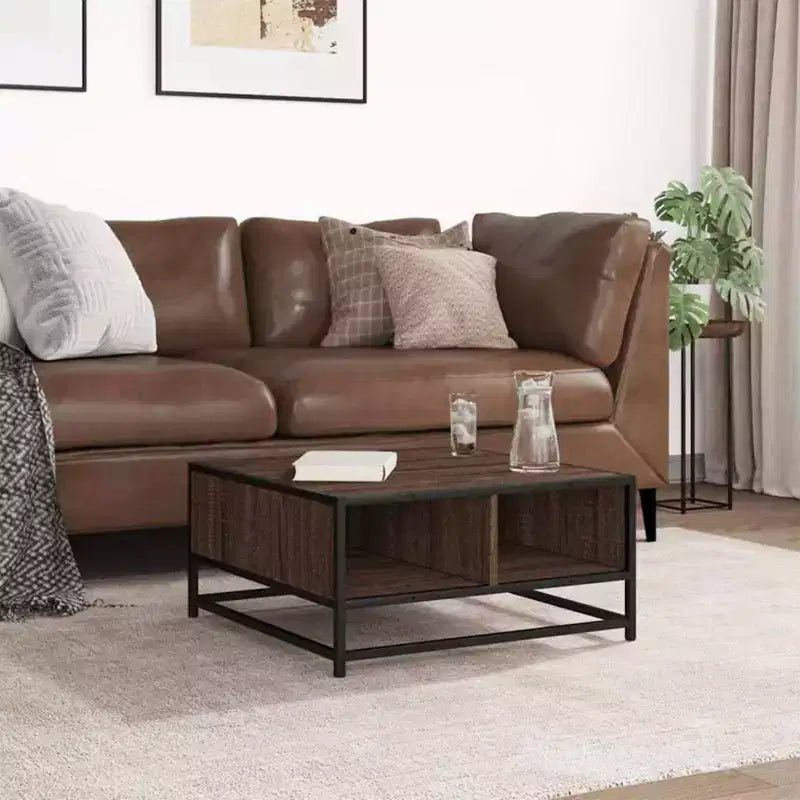 Clihome Storage Coffee Table, Square Modern Table with Spacious Hidden Compartment,Matte Finish