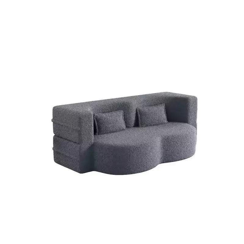 Homy Casa Divano Letto Convertibile Bouclé con Design Curvo e Cuscini Morbidi, per Soggiorno o Spazio Ospiti