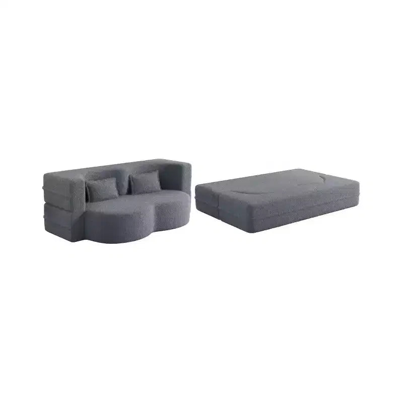 Homy Casa Divano Letto Convertibile Bouclé con Design Curvo e Cuscini Morbidi, per Soggiorno o Spazio Ospiti