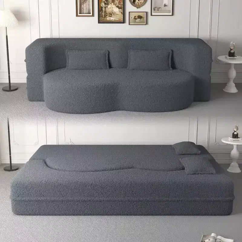 Homy Casa Divano Letto Convertibile Bouclé con Design Curvo e Cuscini Morbidi, per Soggiorno o Spazio Ospiti
