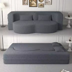 Homy Casa Divano Letto Convertibile Bouclé con Design Curvo e Cuscini Morbidi, per Soggiorno o Spazio Ospiti