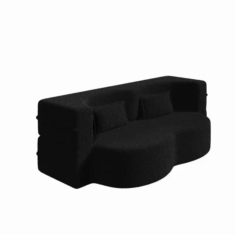 Homy Casa Divano Letto Convertibile Bouclé con Design Curvo e Cuscini Morbidi, per Soggiorno o Spazio Ospiti