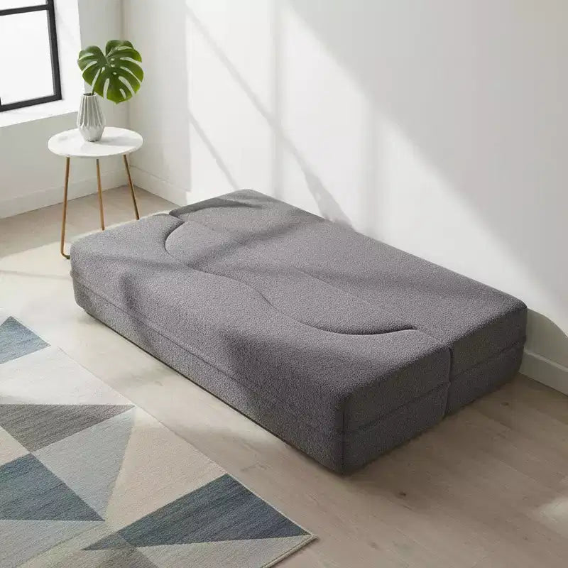Homy Casa Divano Letto Convertibile Bouclé con Design Curvo e Cuscini Morbidi, per Soggiorno o Spazio Ospiti