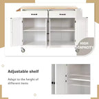 Okak Modrn Isola da Cucina con Anta a Ribalta e Ripiani Regolabili, Carrello da Cucina con Ruote e Cassetti, Mobile Contenitore Tavolo da Pranzo Pieghevole
