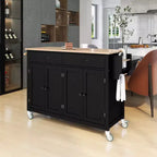 Okak Modrn Isola da Cucina con Anta a Ribalta e Ripiani Regolabili, Carrello da Cucina con Ruote e Cassetti, Mobile Contenitore Tavolo da Pranzo Pieghevole